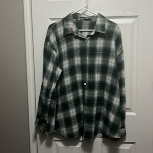 Green plaid button up, size large